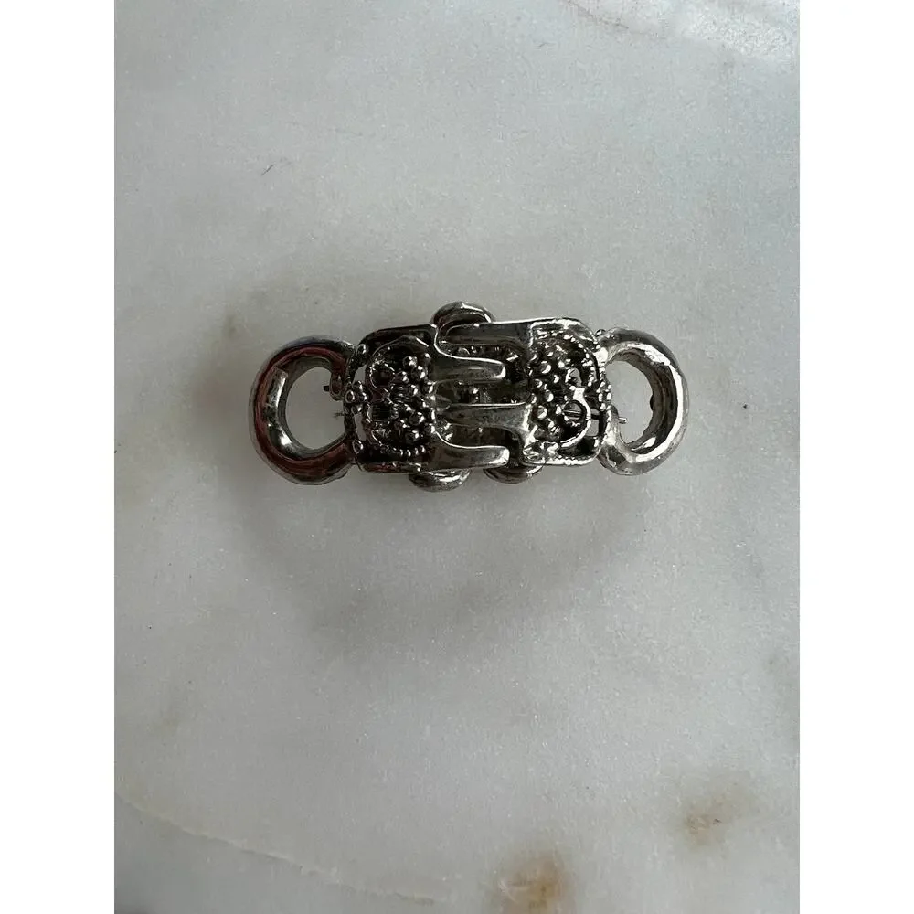 Vintage Sterling Silver and Crystal Flower Hair Claw Clips